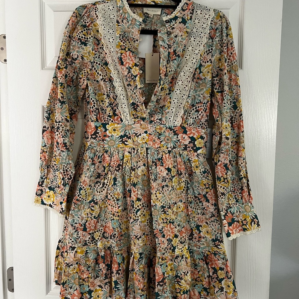 MELLODAY Floral Lace Long Sleeve Dress